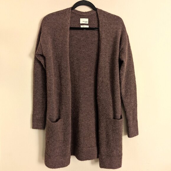 WILFRED FREE Alpaca Wool Blend Open Front Long Cardigan Pockets Coffee Size XS - Picture 1 of 7